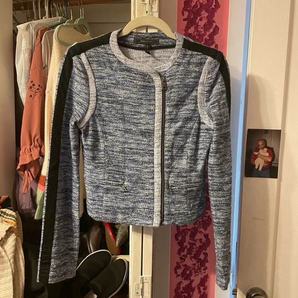 BCBGMAXAZRIA BLUE TWEED KEVIN JACKET - Picture 3 of 5